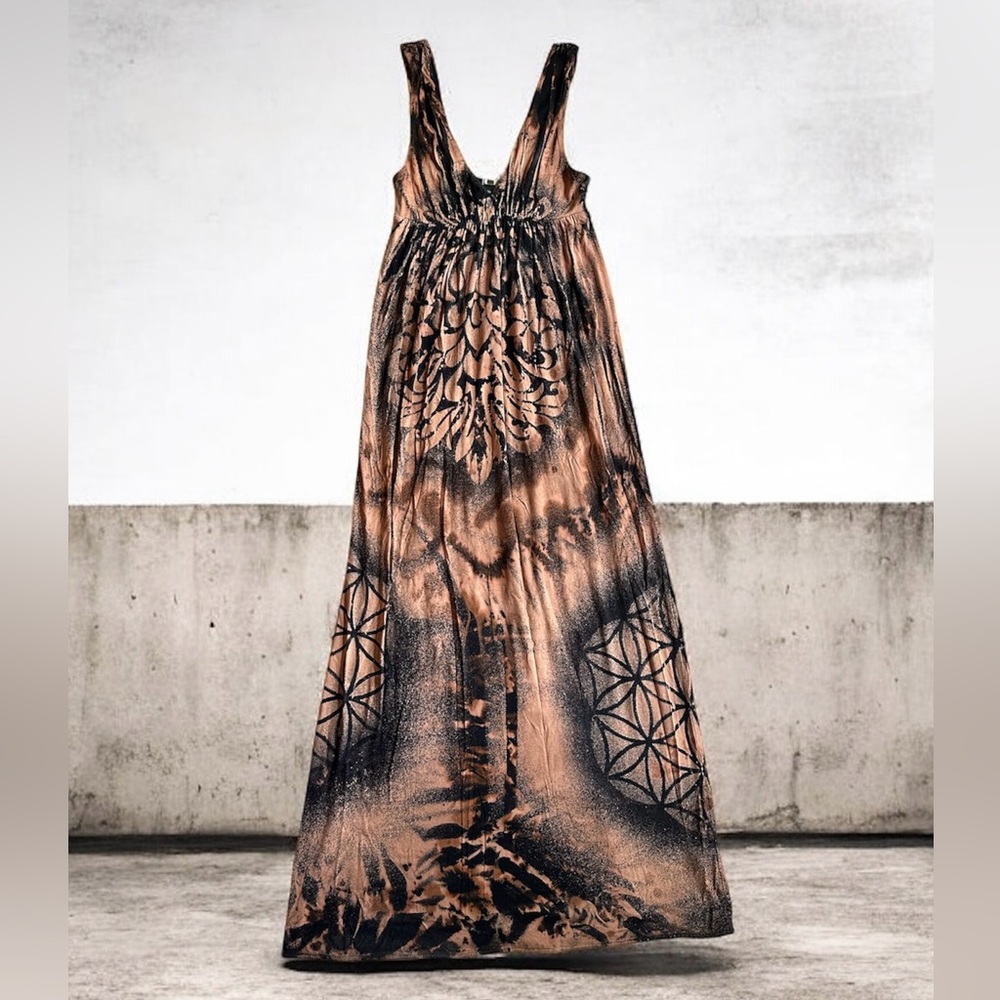 Boho Tye-Die Maternity Maxi Dress with flower of life
